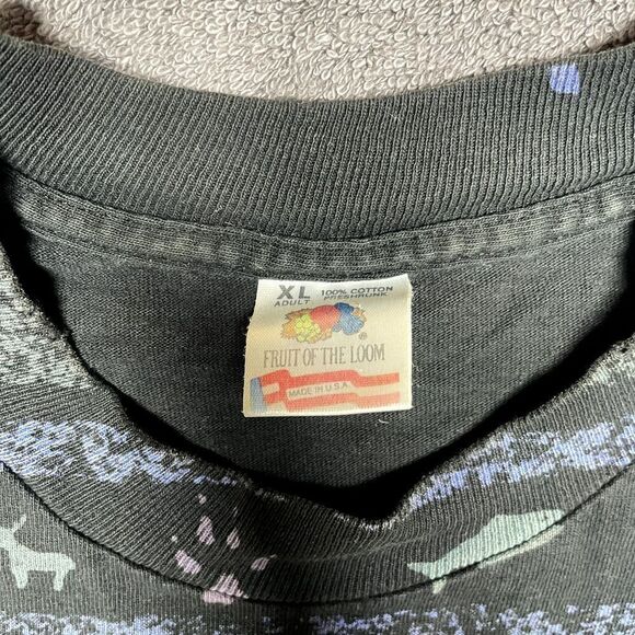 VTG Washington State T Shirt All Over Print Geometric Wildlife XL Single Stitch - Picture 3 of 10